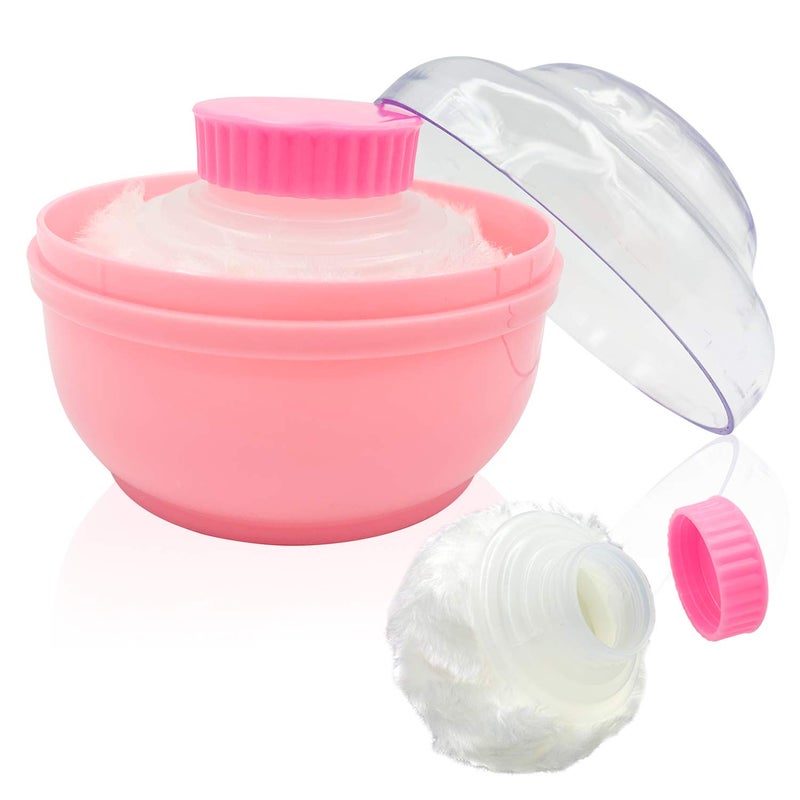 Aurasin Storage Body Powder Container, Large 3.5" Fluffy Body After-Bath Powder Case, Baby Care Face/Body Villus Powder Puff Box, Makeup Cosmetic Talcum Powder Container with Hand Holder (LightCoral) - Image 1